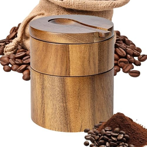 Bodega de sal, caja de almacenamiento de madera de acacia, soporte para sal de cocina, salero, cuenco de salero con doble capa para especias, sales u objetos pequeños