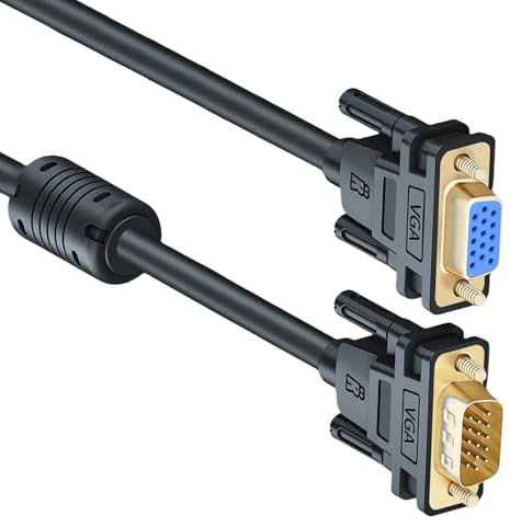 HIOPOIUYT Cable extensor VGA de metal macho hembra con doble anillo para monitores de 150 cm/200 cm/300 cm