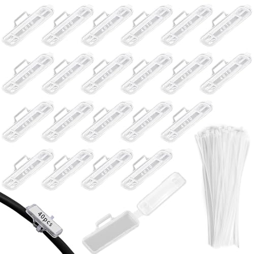 RXKFIGX 40pcs Etichette cavi,Segnacavi Elettrici in Materiale di Nylon,Scatola per Etichette Impermeabili Antiumidità per Cavi,Fascette per Cavi Bianche,Per Etichettare e Ordinare di Tutti i Tipi