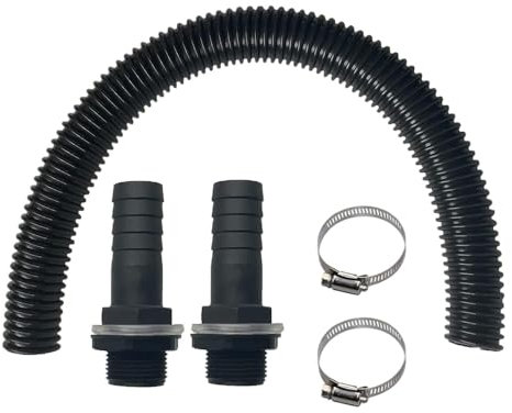 Regentonnen Verbindungsset inkl：2 Regentonnendurchführung 1 Zoll mit Schlauchtülle, 50 cm Verbindungsschlauch 25mm (1''), 2 Schlauchschellen, Regentonnen Anschluss Set Für Wassertanks,Zisternen