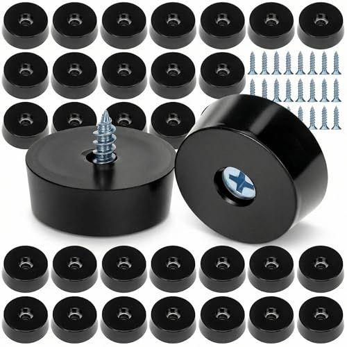 QWORK® 20-Pack 1-Inch Rubber Feet with Stainless Washers and Screws for Chopping Boards, Furniture (25x23x9 mm)