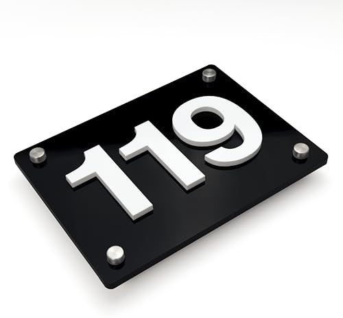 Hausnummer 3D aus Schwarz Acryl – wetterfestes & langlebiges Hausnummernschild mit Tiefeneffekt | Minimalistisches Design mit hoher Sichtbarkeit für Privat & Gewerbe