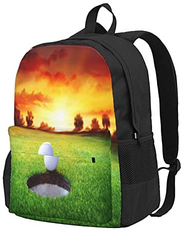 FEYUNYAN Sport Golf Ball Sunset Tree Large Capacity Backpack, Durable Travel Hiking Backpack with Laptop Compartment & Ventilated Straps, Water-Resistant Daypack for School, Outdoor, Gym Unisex