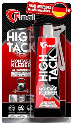 FINAL High Tack Colle de montage – 1 tube de 75 ml – Colle de construction hybride MS polymère de haute qualité, colle de montage fiable pour une adhérence parfaite en intérieur et en extérieur