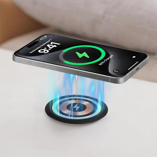 Desk Wireless Charger with Adapter, 15W Fast Embedded Charging Station for iPhone iPhone 16 Pro/Max/Plus/15/14/13/12, Furniture Mount Charging Pad for Samsung Galaxy S25 Ultra/Plus/S24/S23/S22/S21.