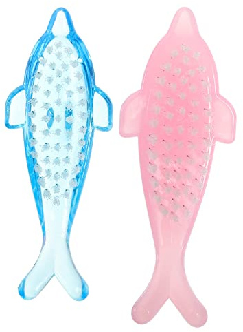 TOPPERFUN Lot De 4 Brosses à Ongles Multi-usages Dolphin, Taille Compacte, Poils Doux En Matériau Confortable, Pour Manucure Et Nettoyage Des Ongles Au Quotidien, Couleurs Aléatoires