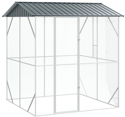Massbinet Voliere Anthrazit 208 x 215 x 247 cm Stahl Industrielles Vogelkäfig-Design