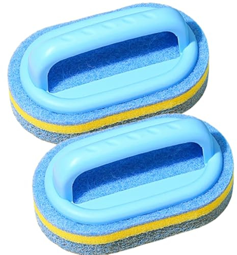Nest & Nibbles 2 in 1 Foam Brushes Cleaning Sponges For Bathroom Kitchen, Bathtub, Toilet -Scourers Sponge Scrubbing Brush With Ergonomic Handle (2x)