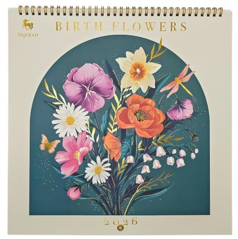 NIQUEA.D, Birth Flowers 2026 Spiral Wall Calendar