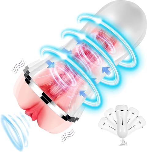 2 IN 1 Masturbtore Per Uomini Sex Toys - Masturbtore per Uomini Mano Libera Elettrici Sex Toys con 3D Vagina Giocattoli Sessuali Massaggiatore Prostata Uomo Stimolatore Vibratore per Uomo