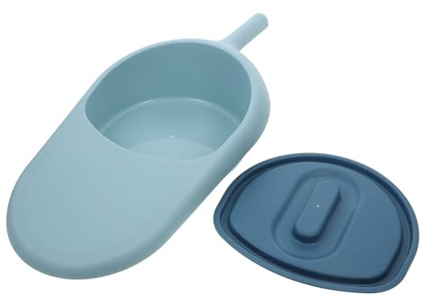 FIXOSHEE Padella Portatile Per Anziani e Donne, Orinatoio Femminile a Di Fuoriuscita Con Coperchio, in Pp Blu, Per Pazienti a Letto e Uso Domestico