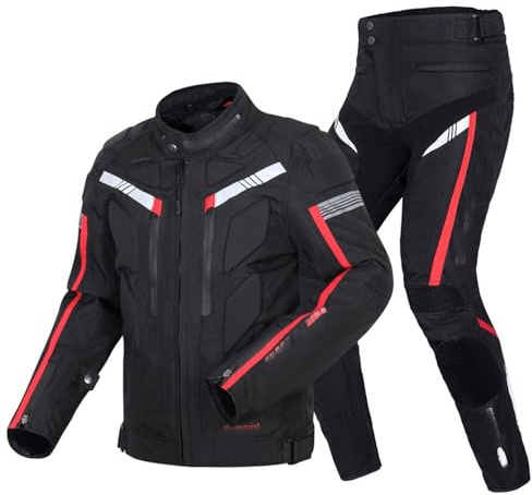 Wasserdichter Motorradanzug Für Herren, Motorradbekleidung Motorrad Jacke Herren Mit Protektoren Motorrad Abnehmbare Rüstung Schutzkleidung Reflektierende Jacke Schutzjacken A,6XL