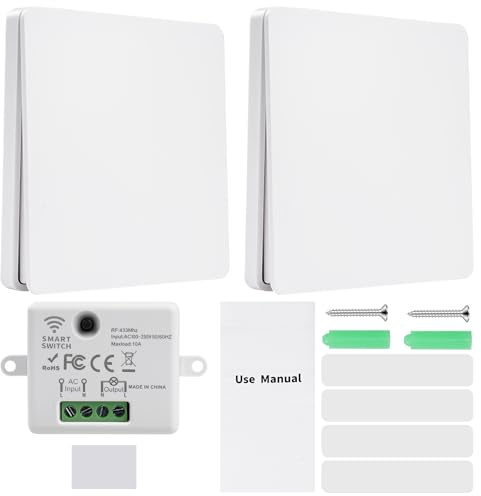 Interruttore wireless 220v interruttore senza fili senza batteria Set interruttori radio 2 interruttori 10A Interruttore radio 1 ricevitore + 2 pannelli di controllo.