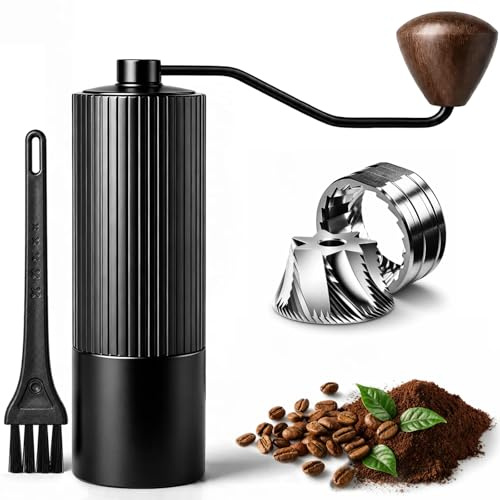 Manual Coffee Grinder, Coffee Bean Hand Grinder with 7-Core Stainless Steel Conical Burr, Portable Hand Coffee Grinder for French Press/Espresso/Pour Over/Moka Pot, Ideal for Home, Office & Travel
