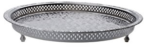 Orientalisches rundes Tablett aus Messing versilbert Nadia 37cm | Marokkanisches Teetablett in der Farbe Silber | Orient Silbertablett silberfarbig | Orientalische Dekoration auf dem gedeckten Tisch