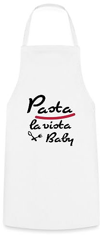 Spreadshirt Pasta La Vista Witzige Nudel Kochschürze, One size, Weiß