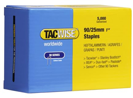 Tacwise 0308 Typ 90 / 25 mm Verzinkte Schmalrückenklammern, 5000 Stück | Für professionelle Heftungen