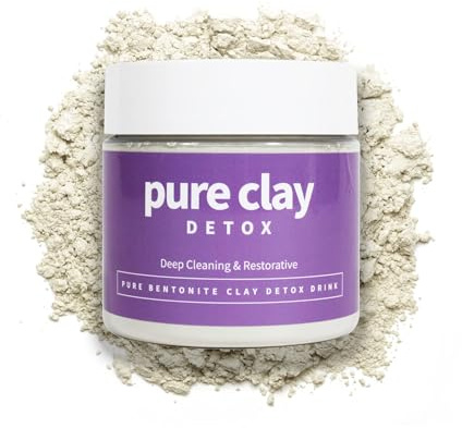 Pure Detox Calcium Bentonite Clay Drink, Deep Cleaning Restorative Healing Organic Food Grade clay bentonite Elixir, Mixable Powder Beverage for Gentle Daily Cleanse Support