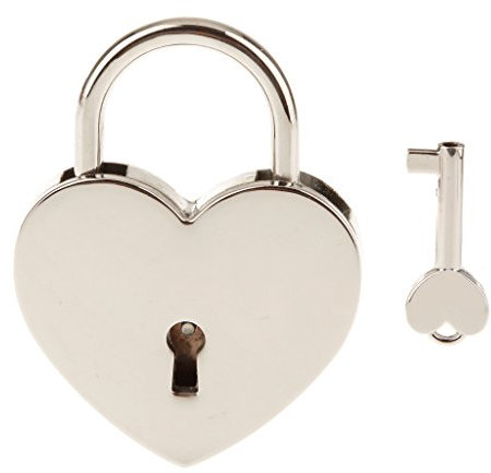 Lucchetto Chiave Set Forma Cuore Per Armadietto Armadio Palestra Zaino Bagagli Viaggio - Argento