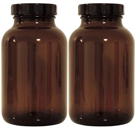 mikken Braunes Apothekerglas Set 2x 1000ml inkl. Schraubverschluss & Etiketten made in Germany