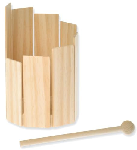 Holz Rührtrommel DIY Bastelset für Kinder ab 4 Jahren als rundes Xylophon Musikinstrument
