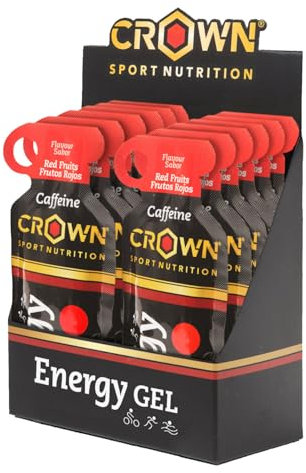 Crown Sport Nutrition Energy Gel | Carbohidratos + BCAA, Arginina, Taurina y Electrolitos | Textura líquida, con y sin cafeína | Vegano | Sin alérgenos