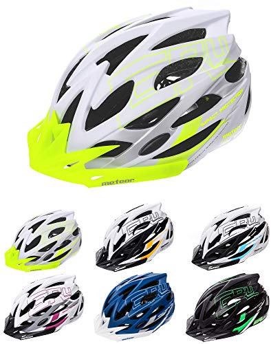 meteor Fahrradhelm Herren Damen Kinder-Helm MTB rollerhelm kinderfahrradhelm Mountainbike rennradhelm Inliner skaterhelm BMX fahradhelm Scooter Jungen Bike Helmet M(55-58cm), Weiß Grün