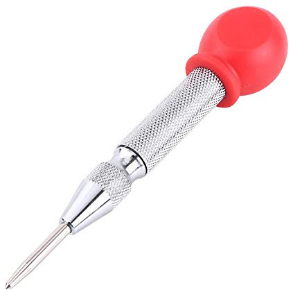 Automatic Center Punch High Speed Steel Center Hole Punch Marking Tool Marker with Protective Cover for Wood, Metal, Plastic, Car Window Puncher Breaker (Silver)