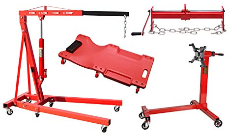 Herkules Werkzeuge Motorkran Kran 2000 kg + Balancierer + Motorständer 454 Kg + Rollbrett