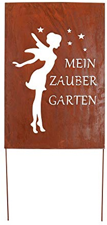 UNUS Gartendeko Gartenstecker aus Edelrost Metall Garten Schild | Zaubergarten 66x45,5 cm