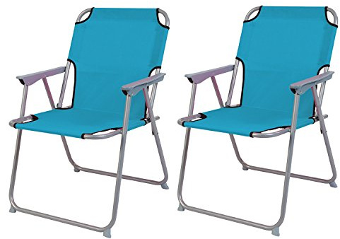 Lot de 2 chaises de camping pliables en tissu Oxford, pour la pêche, en métal, B 53 x P 46 x H 74 cm, Couleurs : Pétrole