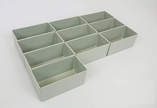 FLEXMO | 10 Stück Einsatzkasten grau | Einsätze für Sortimentskoffer | Werkzeugeinlage | Werkzeugkofferset | Einsätze Sortierbox | Schubladeneinsatz | 152x76x41mm