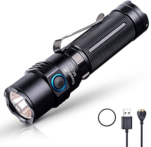 TrustFire Taschenlampe LED, 2500 Lumen Extrem Hell, 5 Lichtmodi, IP68 Wasserdicht, Wiederaufladbar, MC3