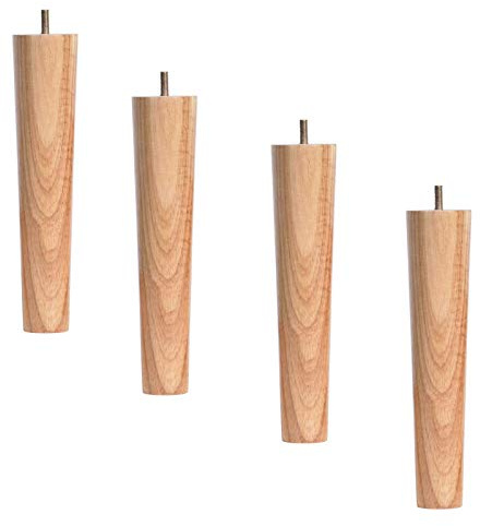 4er Set Tischbeine mit Gewindestift M10,Holz Möbelfüße,Massivholz Ersatz Möbelbeine,Gummiholz Sofafüße Holzfüße Sockelfüß Sofabeine Schrankfüße,für Bett,Couch,Stuhl,Holzfarbe(straight40cm/15.7inch)