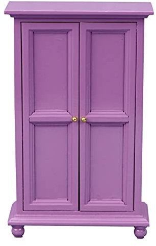Healifty Puppenhaus Schrank Holz Mini Lila Kleiderschrank Puppenstubenmöbel Miniatur Möbel Modell Spielzeug 1: 12 Puppenhaus Schlafzimmer Wohnzimmer Zubehör Mikrolandschaft Dekoration