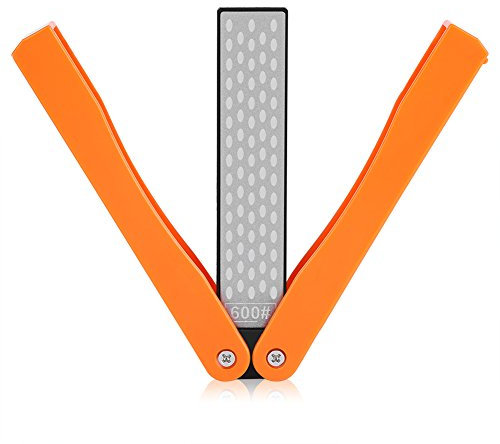 Tyenaza Affilacoltelli A Doppia Faccia Per Campeggio All'Aperto Con Lima Per Affilare In Diamante - Adatto Per Affilare Coltelli, Forbici, Scalpelli E Raspe 400/600 Grit (Colore Giallo)