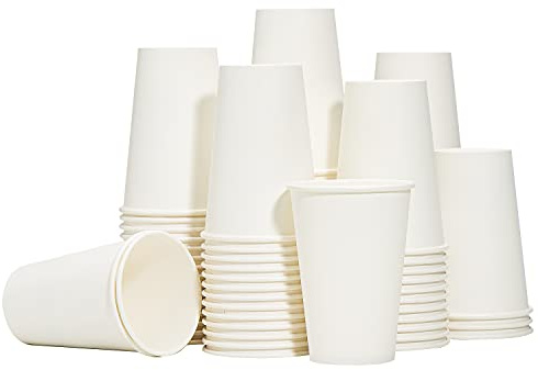 RACETOP Disposable Paper Coffee Cups 12 oz [100 Pack],12 oz White Hot Coffee Paper Cups, Thickened Paper Style