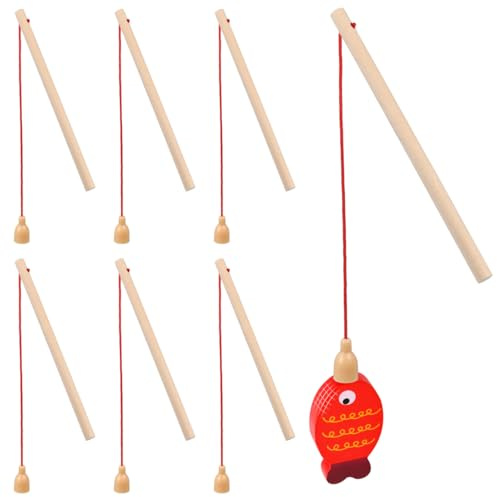 TOYANDONA ZB835T80499XC Holz-Magnetstangen, Angelrute, Katzenspielzeug, Spielzeug für Mädchen, Jungen, Kinder, magnetisches Angelspiele, Pool-Aktivitätszubehör, 14,8 x 0,7 x 0,7 cm, 8 Stück