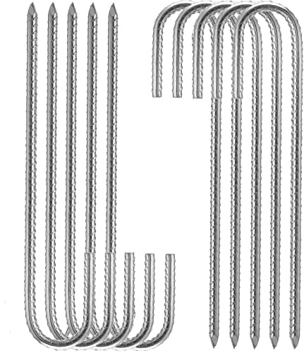 SENENQU 10er Set Bodenanker Trampolin, 30CM J-Heringe Erdnägel Stabil, Ø 8 mm Zeltnagel Trampolin Heringe, ideal für die Sicherung von Zaun, Zelten, Vordächern, Schuppen, Trampolin, Schaukel-Sets