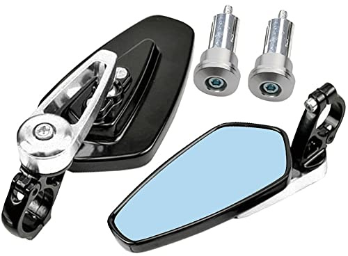 ETOPARS Specchietti Retrovisori Moto da 22mm 7/8 pollici Specchietto Moto Manubrio Alluminio Specchi Retrovisori Laterale Blu Antiriflesso Convesso Specchio Argento