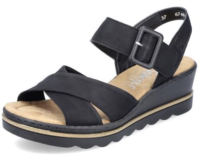 Rieker Damen Klassische Sandalen 67463, Frauen Sandalen,Sommerschuhe,Freizeitschuhe,offene Schuhe,Strandschuhe,schwarz (00),40 EU / 6.5 UK