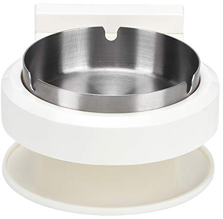 HOHXFYP Runder Aschenbecher,Robuster und Langlebiger Edelstahl Wandaschenbecher mit U F?rmiger Nut,Aufkleber,Wasserdichter Aschenbecher f¨¹r zu Hause