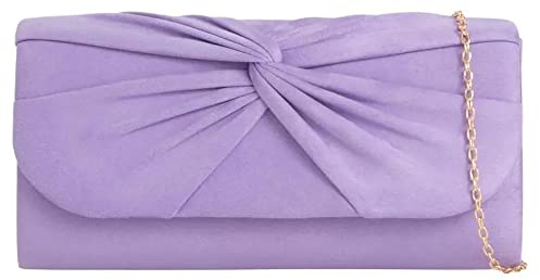 UShopUK Handtasche aus Wildleder, plissiert, für Brautball, Hochzeit, Abend, Party, Handtasche, medium (Flieder)