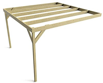 Wall-mounted wooden box pergola, complete DIY kit (2.4m x 2.4m Light green (natural) finish)
