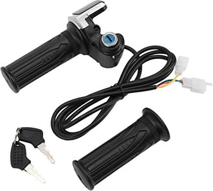 Akozon Gasgriff Lenker, Electric Bike Throttle 48V Elektrischer Fahrrad-Drosselklappen-Griff Elektrofahrrad Gasgriff Elektro-Scooter Batteriespannung mit LED-Anzeige für Motorrad Roller