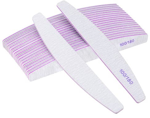 Profi Nagelfeile 20 Stück 100/180 Grit für Gelnägel und Naturnägel - Wiederverwendbare Doppelseitige für Nagelstudios, DIY Nail Art Zuhause