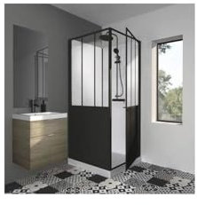 GELCO Cabine de douche 90x90x220 Style Industriel Noir