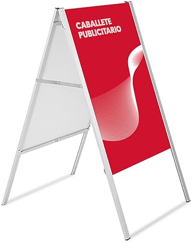 CASHDISPLAY - Caballete Publicitario Plegable 700x1000 mm | Expositor Porta Carteles de Aluminio Doble Cara | Soporte Publicitario Ligero y Plegable para Anuncios, Ofertas y Menús
