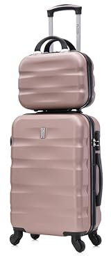 CELIMS - Valigia Bagaglio a Mano con Beauty Case da Viaggio 30cm Oro Rosa Approvata da oltre 100 compagnie aeree | Leggera e Rigida | Trolley Bagaglio a Mano 55x40x20 | Valigia Cabina