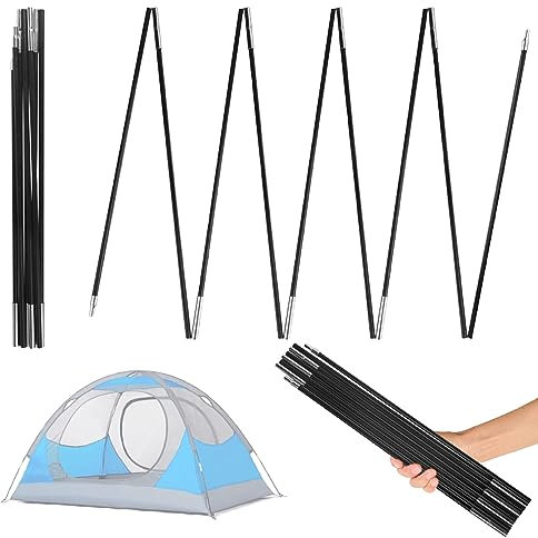 Wedhapy Zeltstangen, Markisenstangen, Ersatz-Zeltstangen, 8 mm, 12,8 Fuß Länge, verstellbare Fiberglas-Planenstangen, 18 Abschnitte, unterstützende Markisenstangen für Camping, Rucksackreisen